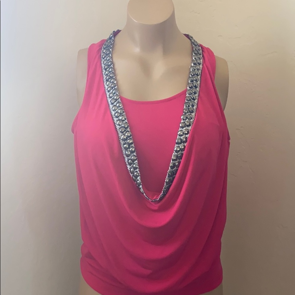 🌟 EUC Jennifer Lopez Hot Pink Sparkle Blouse 🌟
